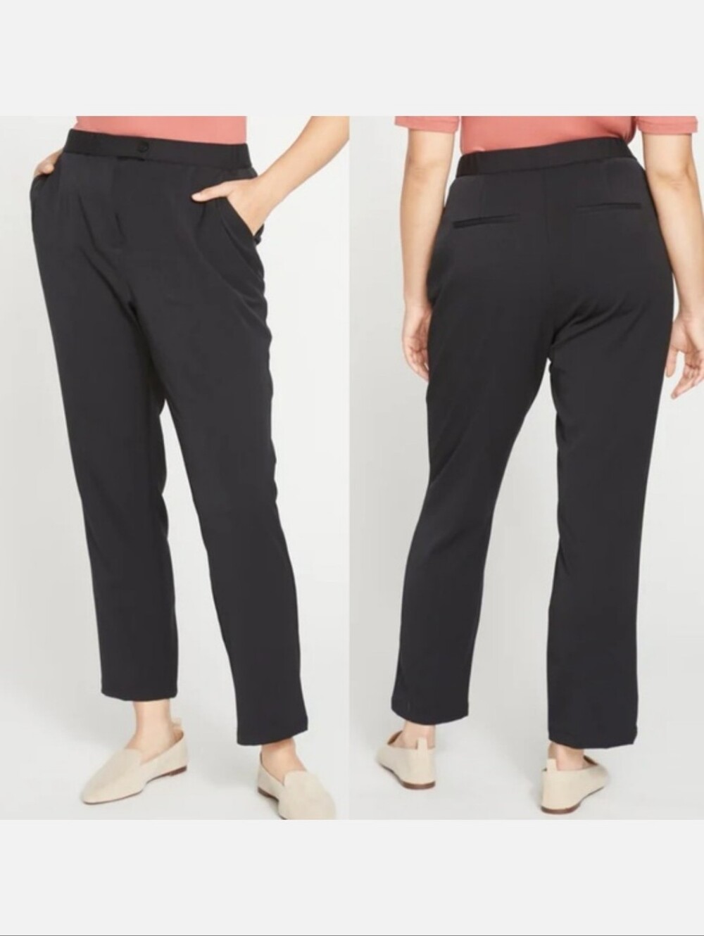 universal standard cuffed cigarette twill pant black Size Small Size 14 16 XL